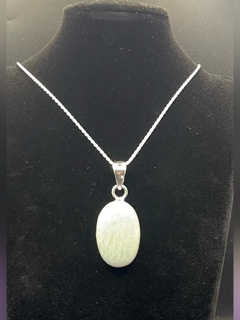 Exceptional .925 SS Amazonite handcrafted oval cabachon pendant  10.75 g 30x20mm